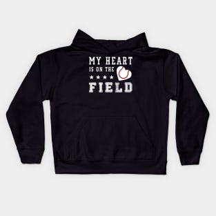 my heart is on the field Kids Hoodie